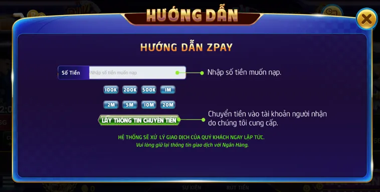 Hướng dẫn nạp tiền Zpay tại cổng game Rikvip.