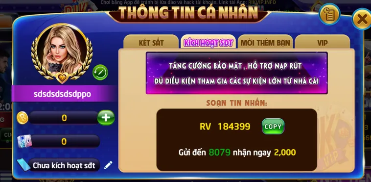 Kích hoạt tài khoản bằng số điện thoại - khôi phục tài khoản nhanh chóng.